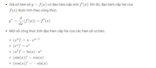 công thức tính đạo hàm cấp hai công thức tính đạo hàm cấp hai